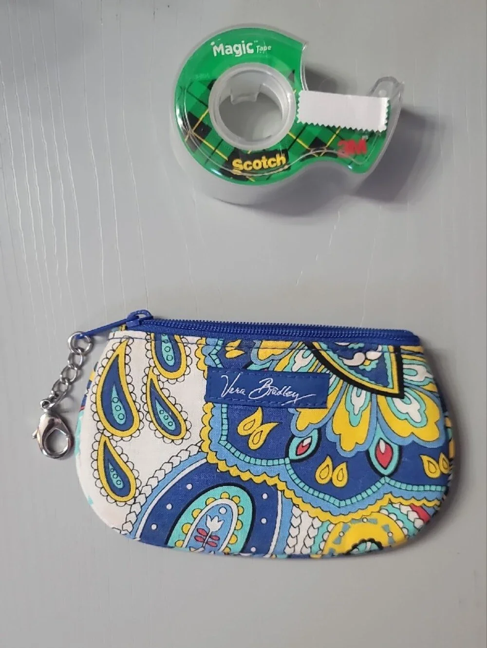 Vera Bradley Blue & Yellow Paisley Zip Pouch